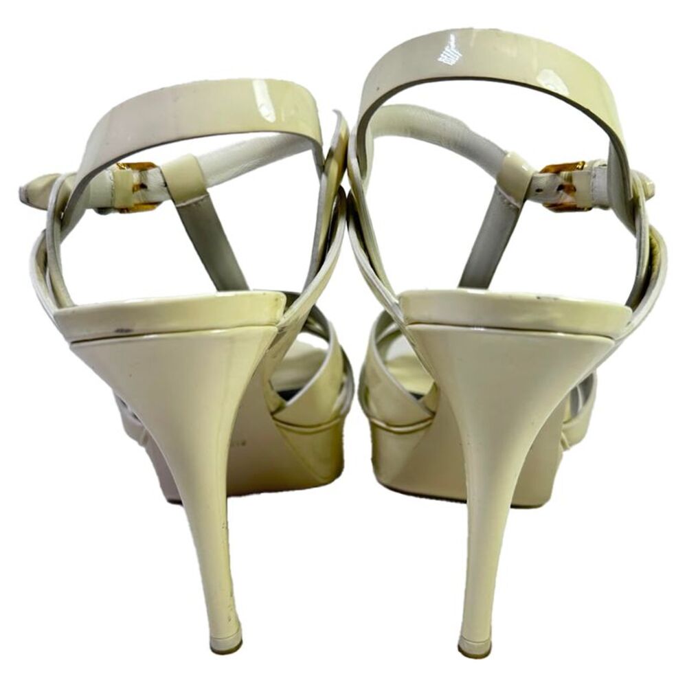 Yves Saint Laurent Tribute Platform Sandals in White Patent Leather - Picture 6 of 12